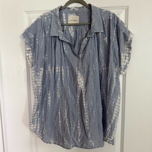 Lucky Brand Blue Tie-Dye Button Down Shirt